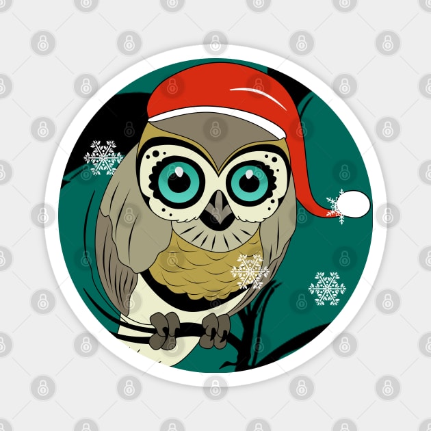 Christmas Owl Magnet by MARK ASHKENAZI